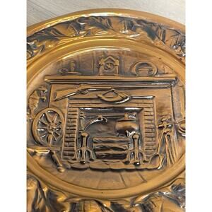 Vintage Coopercraft Guild Art, 10.5" Copper Plate-Fire Place-Wall Hanging Decor